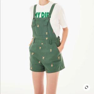 Cider Overall Shorts with Bears